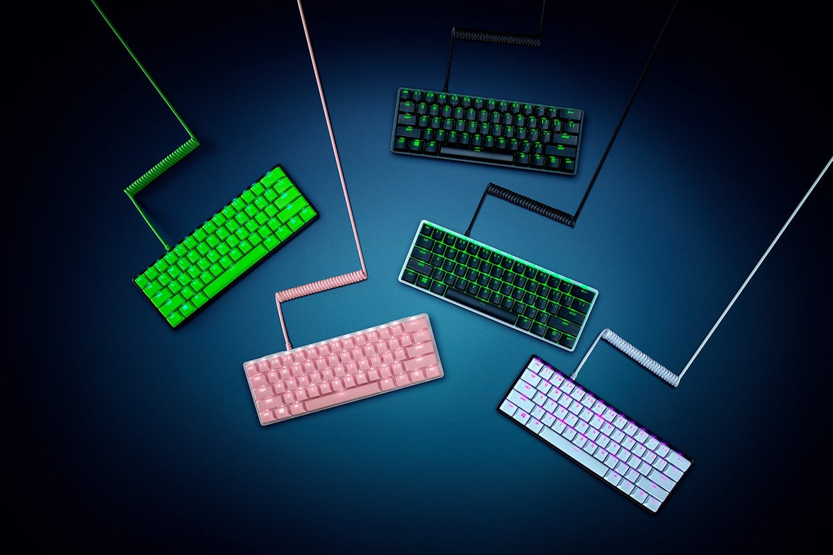 PRICE DROP Razer Shinethrough PBT Keycap & Coiled Cable Upgrade Set White Green