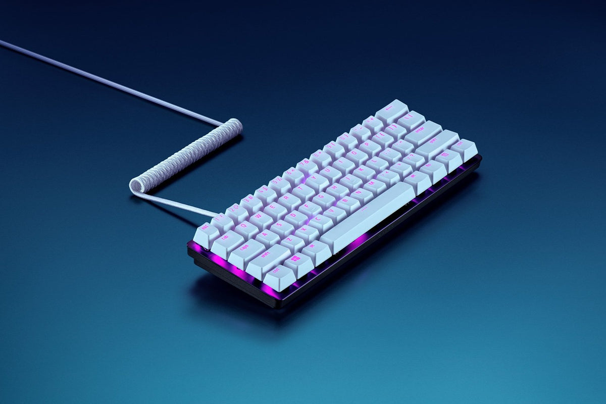 PRICE DROP Razer Shinethrough PBT Keycap & Coiled Cable Upgrade Set White Green