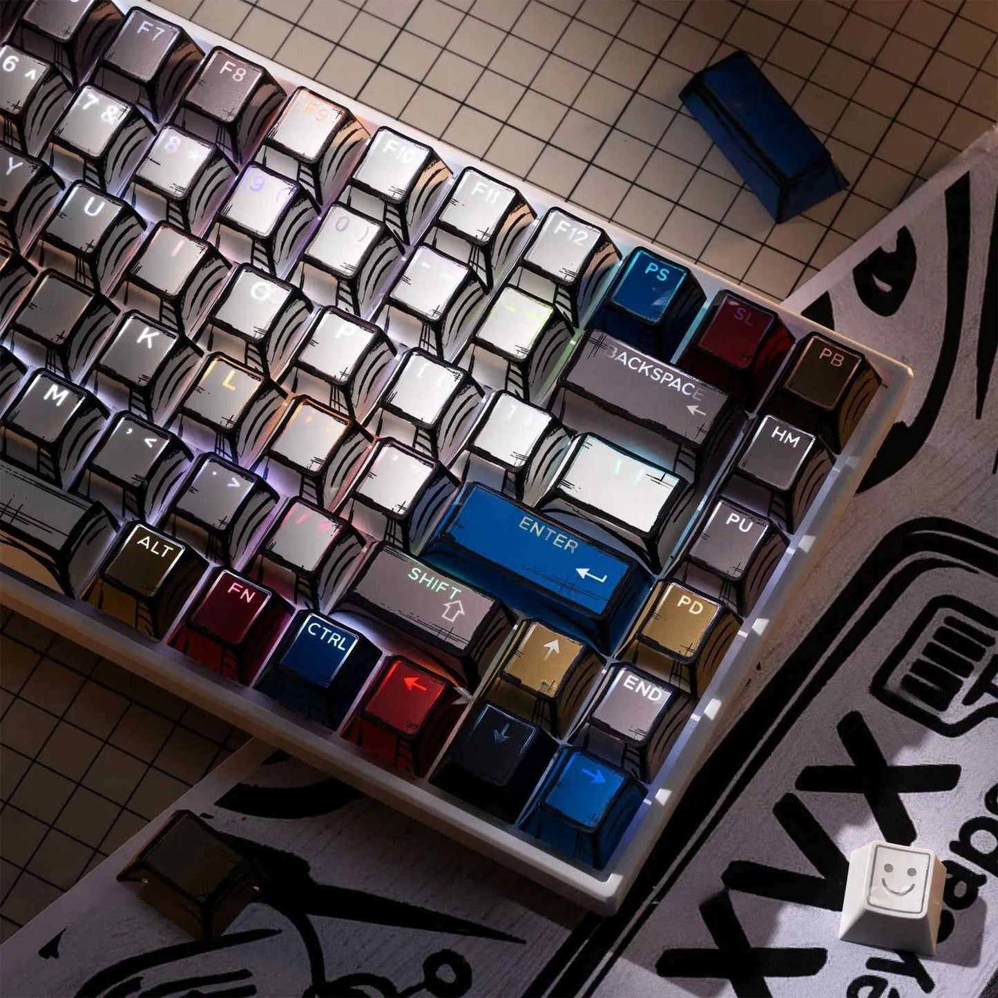 Top Backlit Comic Anime Manga Graffiti Doubleshot Keycaps