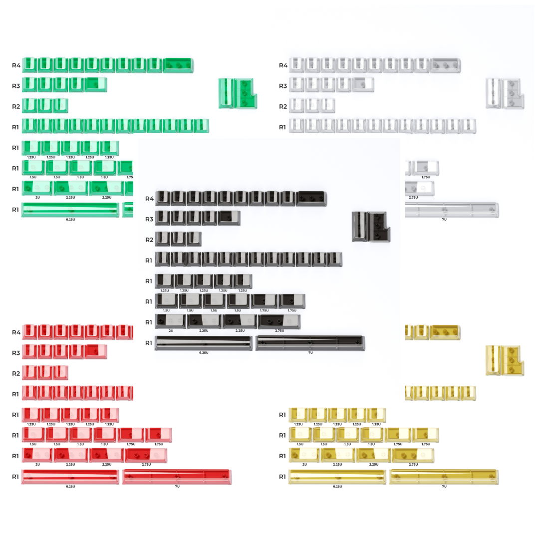 Womier DIY Blank Crystal Transparent Keycaps Set Of 49 Keys
