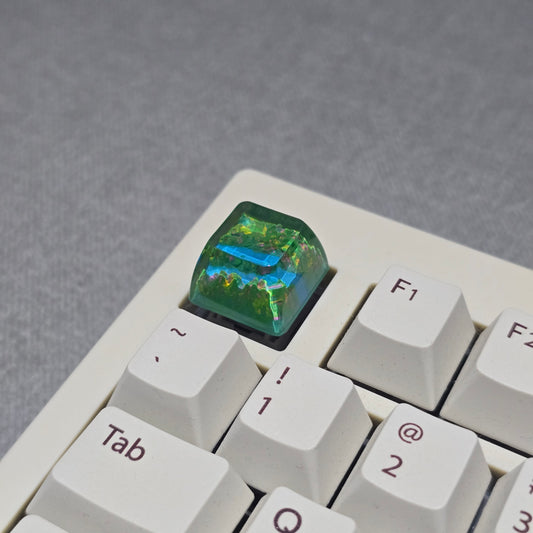Green Forest River Handmade Resin Artisan Keycap 1u
