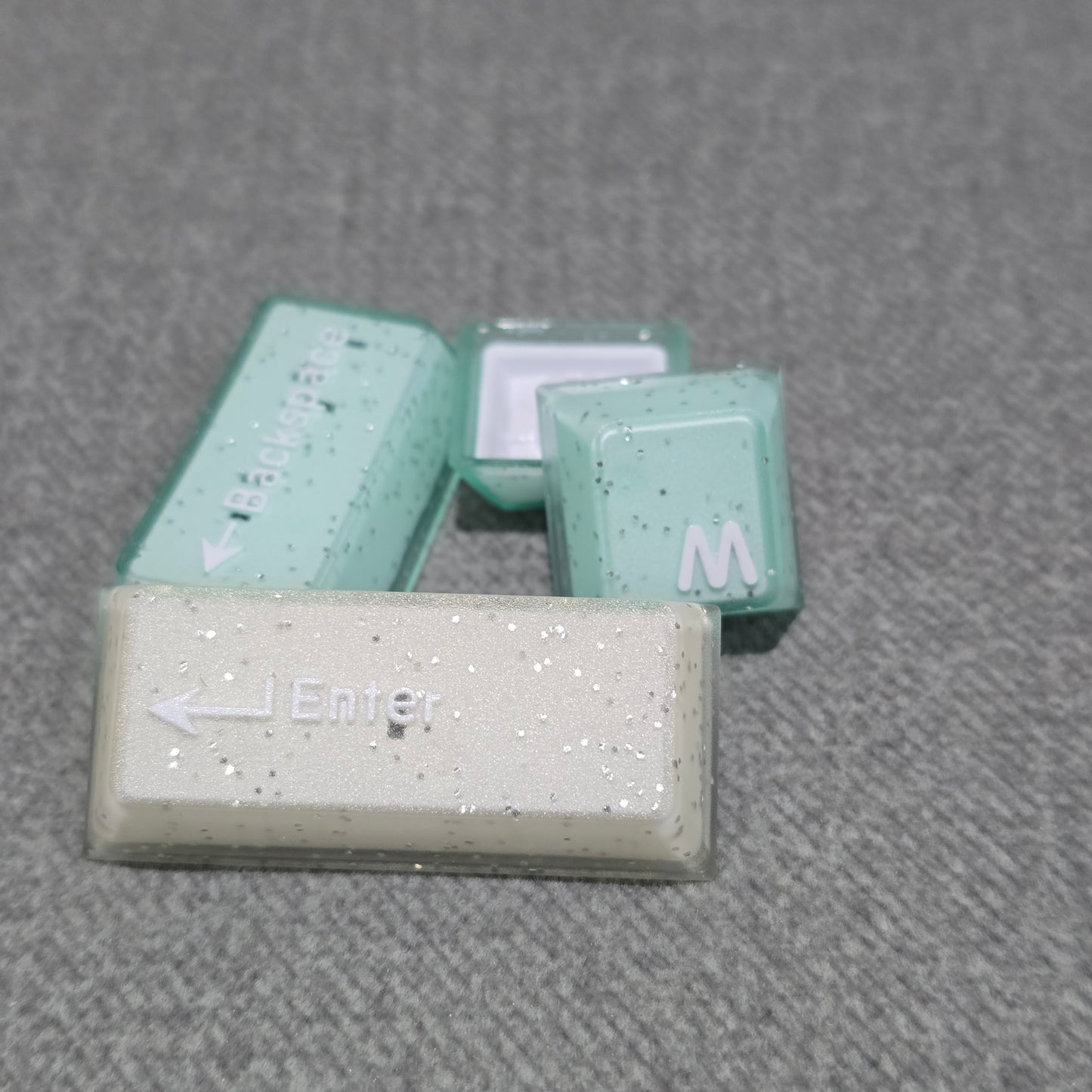 Mint Sand Sparkling Doubleshot Thick Keycaps