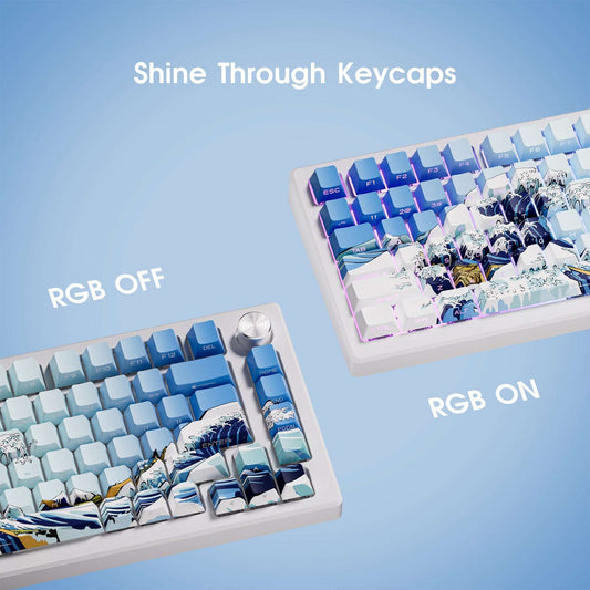 Blue Wave of Kanagawa Side Backlit Cherry Doubleshot Keycaps