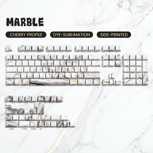 White Marble Side Backlit Cherry Pbt Keycaps