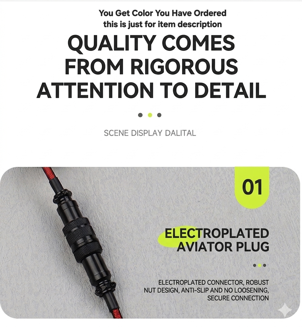 Milky White Gx16 Aviator Connector Premium Mechanical Keyboard 3.5m Cable