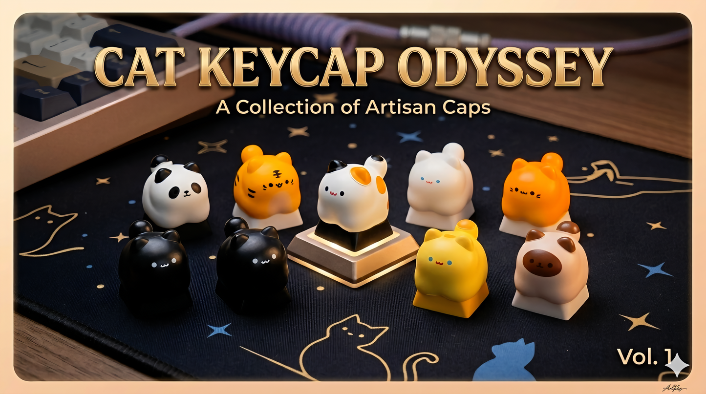 Neko Atsume The Chonky Cats Artisan Series Keycaps