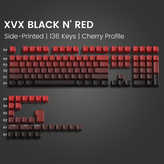 Black n' Red Side Backlit Cherry Pbt Keycaps