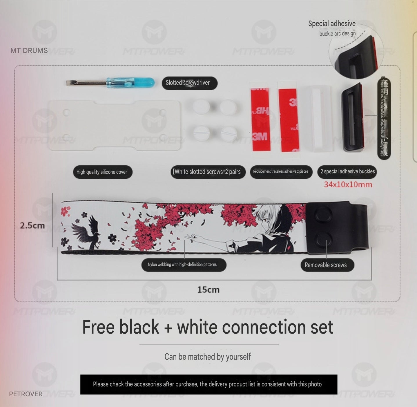 Anime Ribbon Straps with Adhesive And Installation Kit For Keyboard