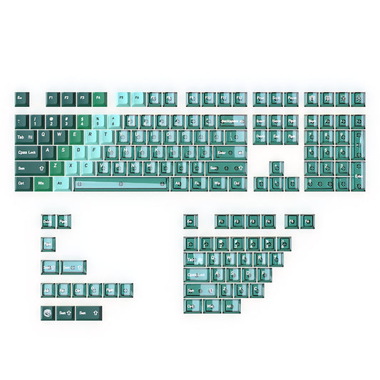 Peacock Green Gradient PBT PC Double Cherry Transparent Backlit Keycaps