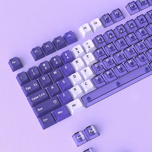 Lilac Gradient PBT PC Double Cherry Transparent Backlit Keycaps