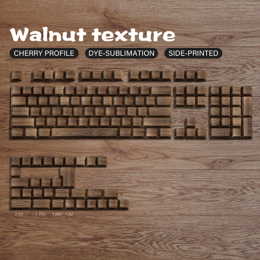 Walnut Wood Texture Side Backlit Cherry PBT Keycaps