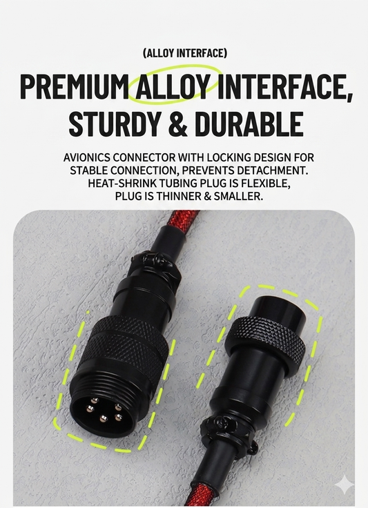 Yellow Black Gx16 Aviator Connector Premium Mechanical Keyboard 3.5m Cable