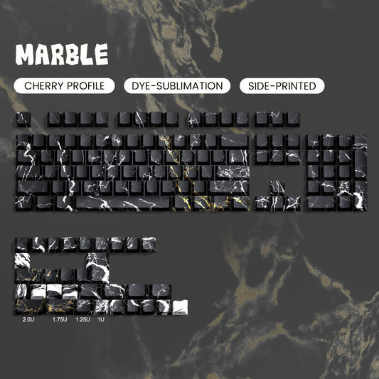Black Marble Side Backlit Cherry Pbt Keycaps