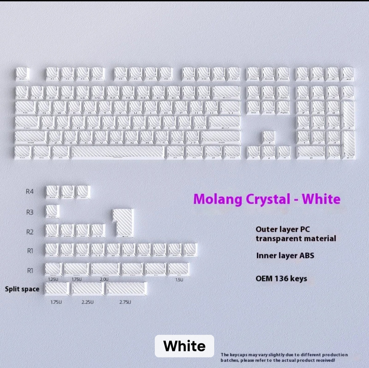 White Demon Wave OEM Side Printed Keycaps