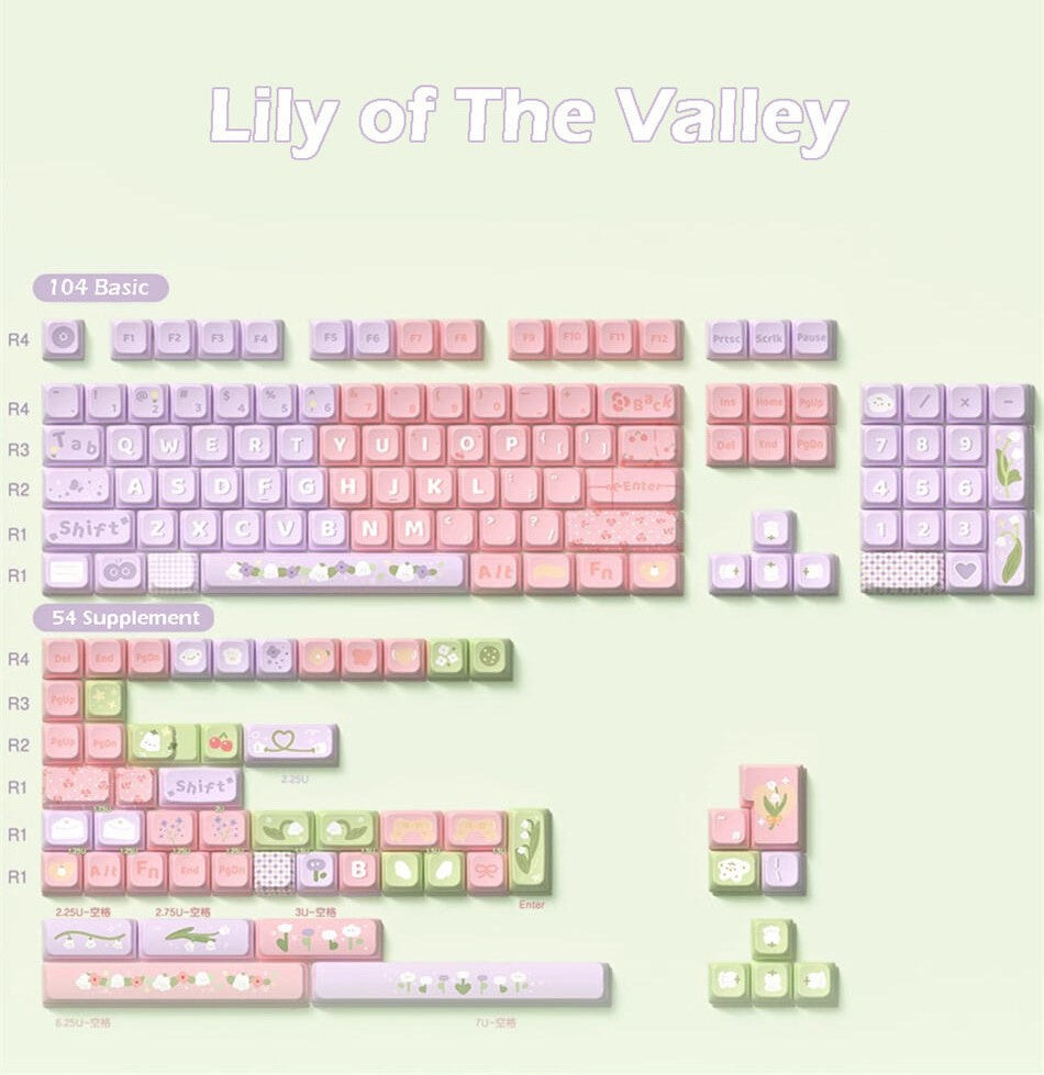 Lily Of The Valley Premium  MDA PBT Keycaps