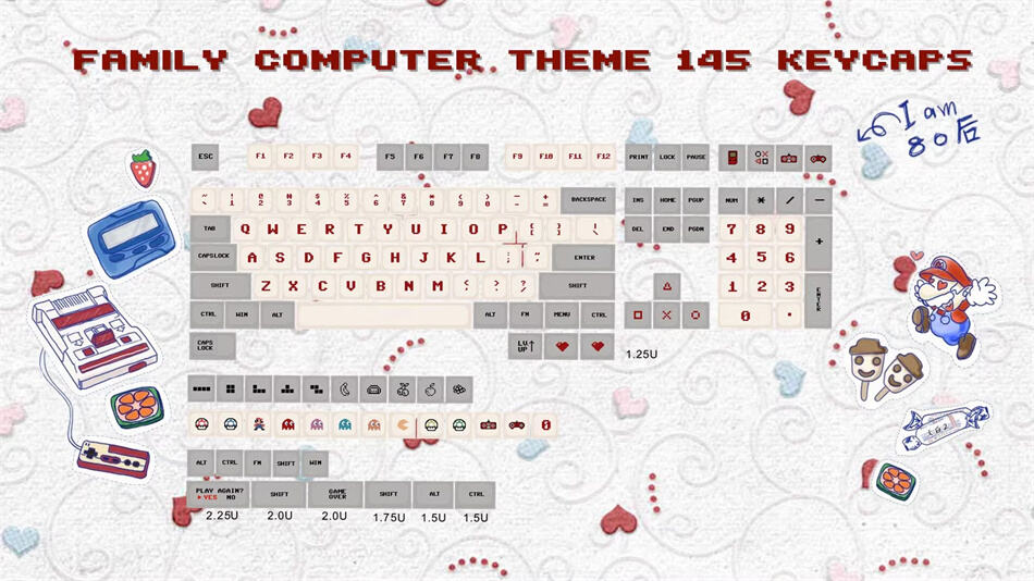 RETRO FEMICOM XDA PBT KEYCAPS