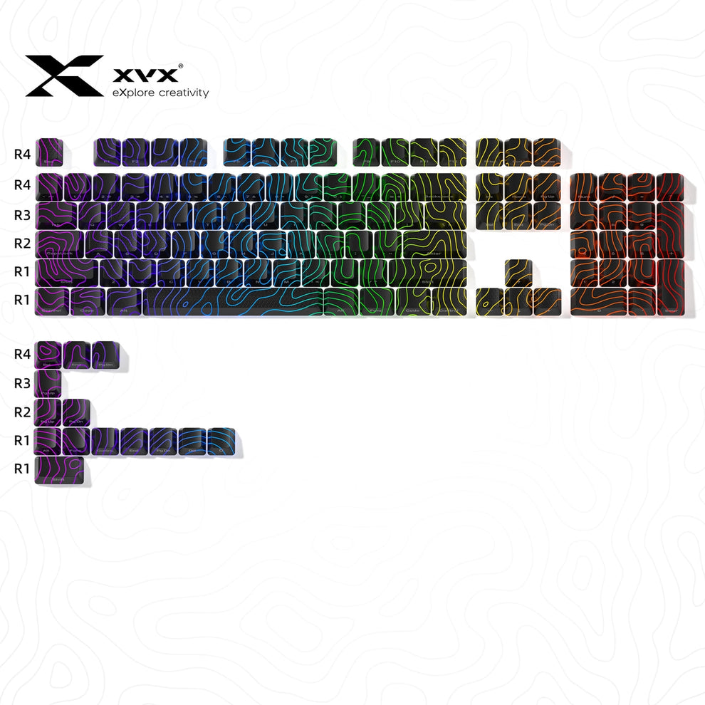 PREMIUM Black Topographic Pattern IMD-Tech Shinethrough Keycap ...