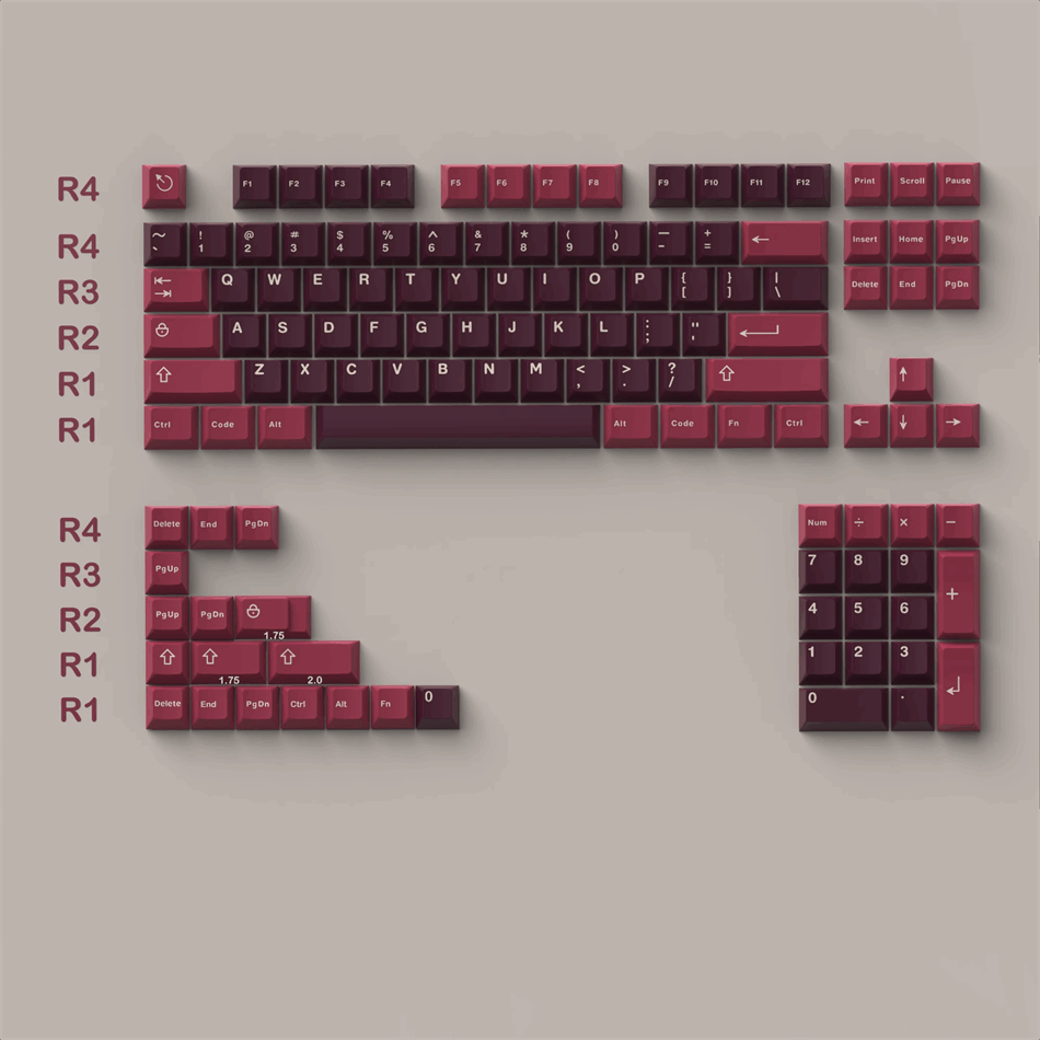 Aifei Maroon Red Doubleshot Keycaps