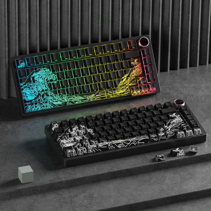 PREMIUM Wave of Kanagawa Pattern Shine-Through IMD-Tech Keycaps