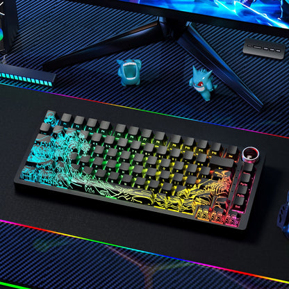 PREMIUM Wave of Kanagawa Pattern Shine-Through IMD-Tech Keycaps
