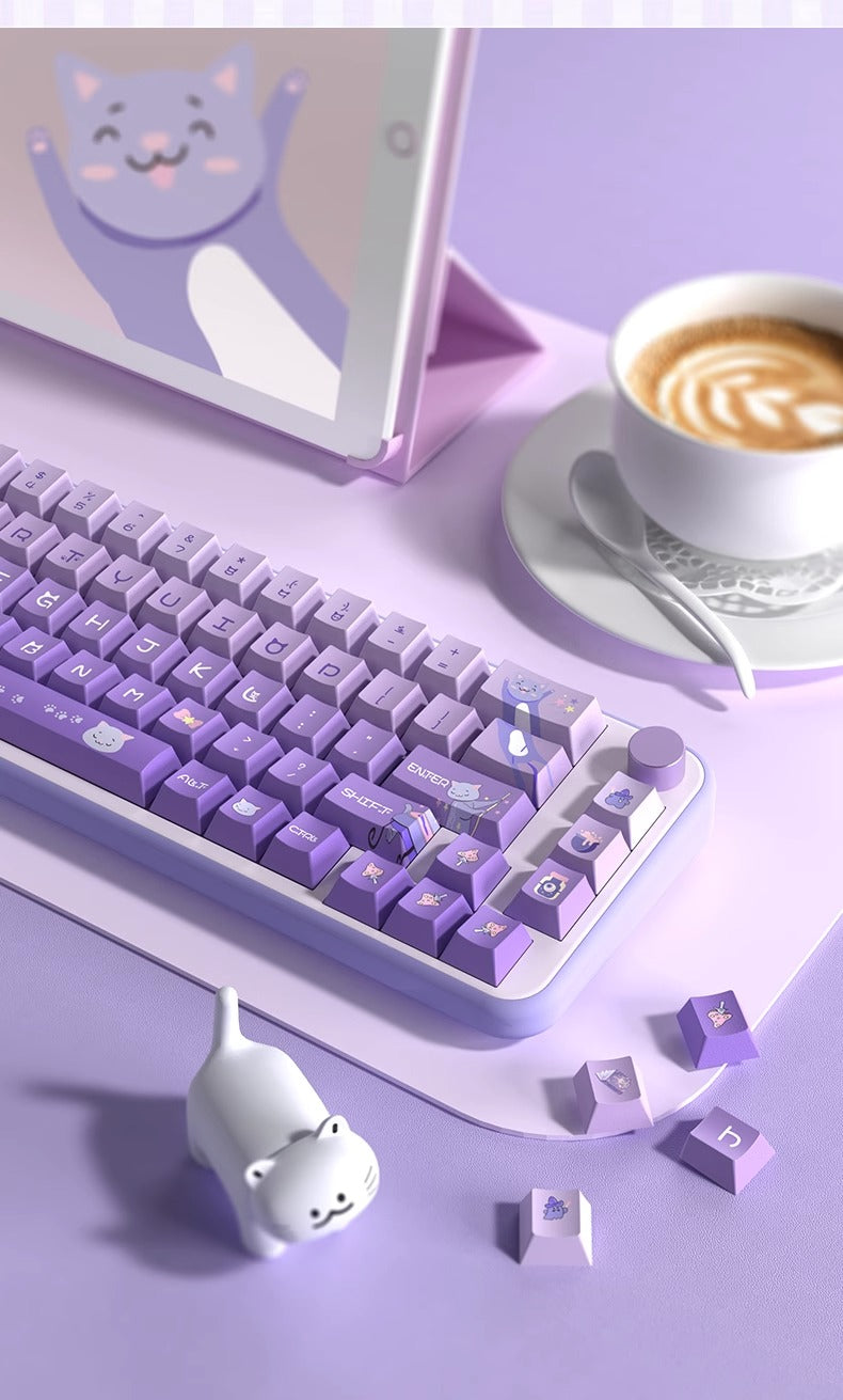 Purple Magic Cat Premium Cherry PBT Keycaps