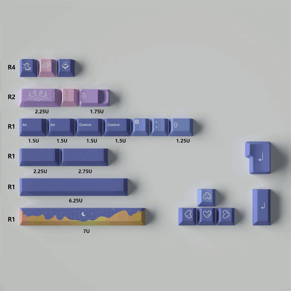 Castle Night Gradient Cherry Pbt Keycaps