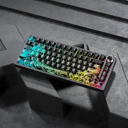 PREMIUM Wave of Kanagawa Pattern Shine-Through IMD-Tech Keycaps