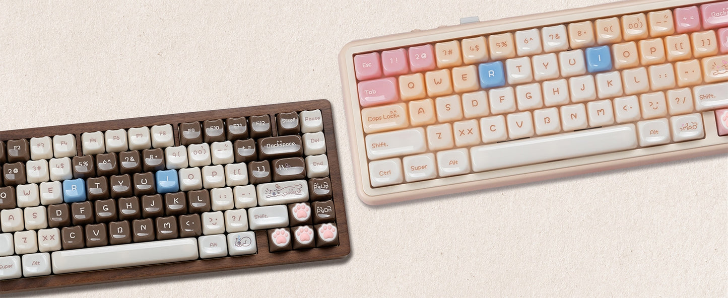 Jade Siamese Cat MAO Keycaps