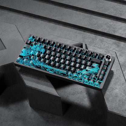 PREMIUM Wave of Kanagawa Pattern Shine-Through IMD-Tech Keycaps