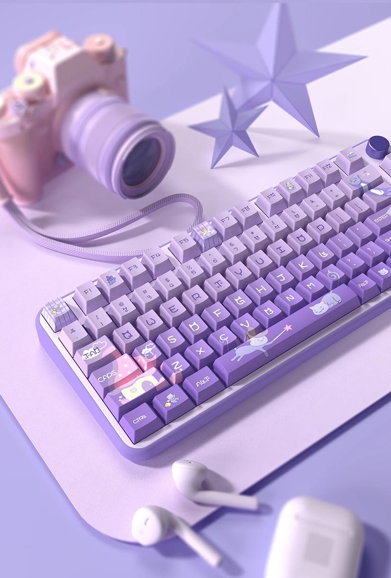 Purple Magic Cat Premium Cherry PBT Keycaps