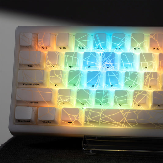 PREMIUM SPIDER WEB White Backlit Version Pattern OEM Profile IMD-Tech Keycap Set