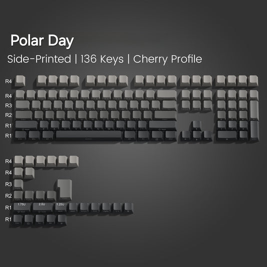 Backlit Polar Day V1 Gradient Grey Cherry Doubleshot Keycaps