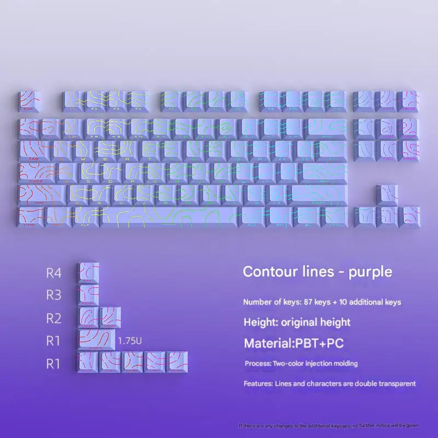 Pastel Purple Topography Line Crack Side Backlit Keycaps