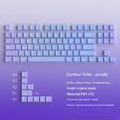 Pastel Purple Topography Line Crack Side Backlit Keycaps