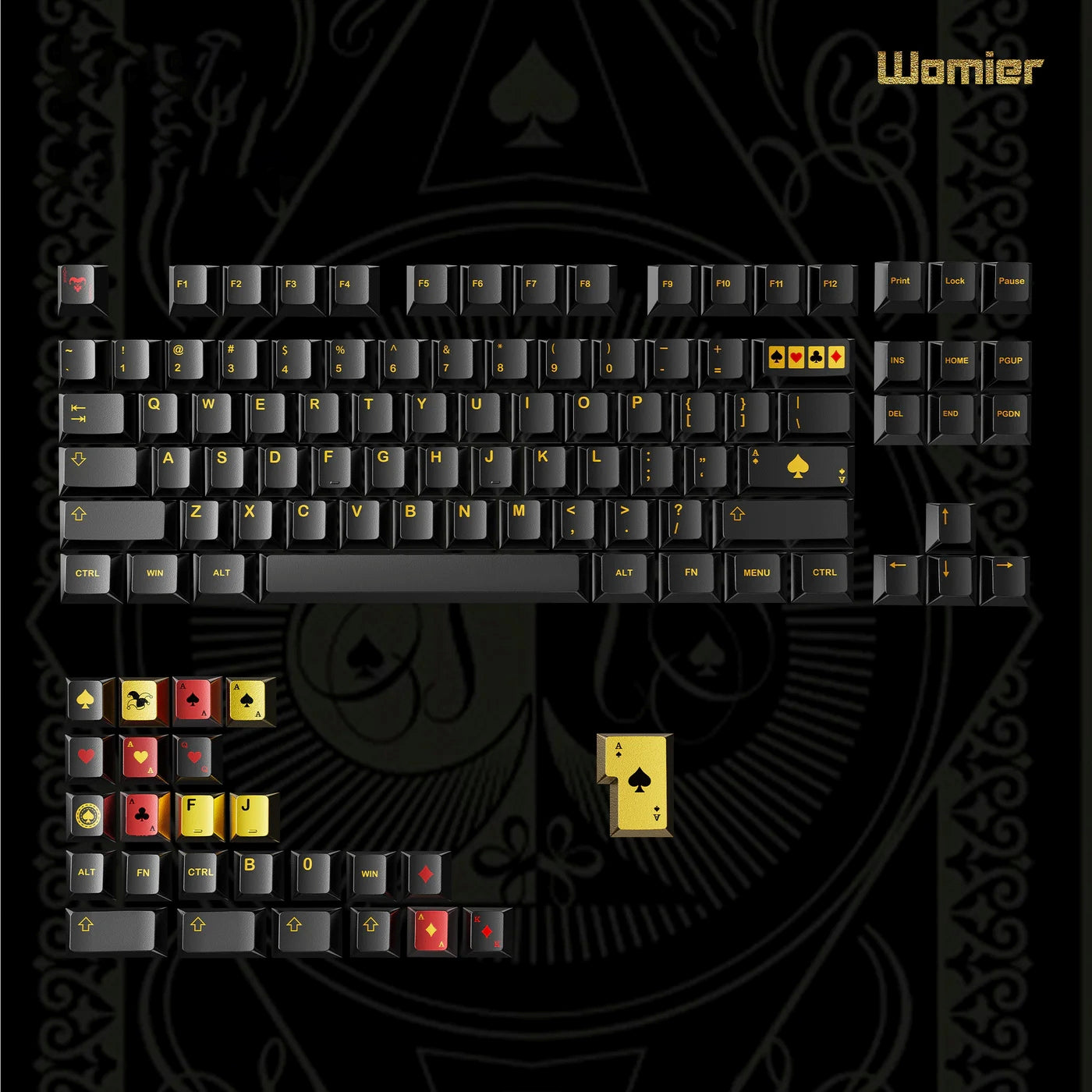 PREMIUM Womier Spade 112-Key Cherry Profile Metallic Coating Keycap Set