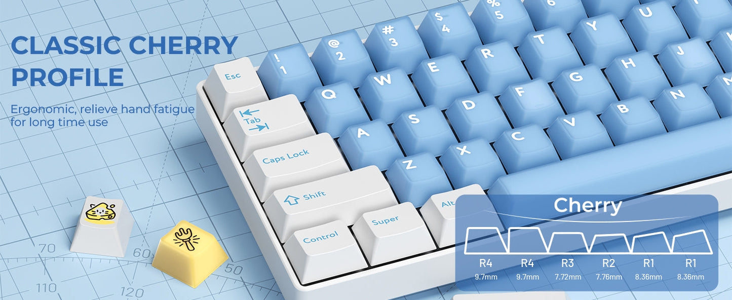 Lemon Sky Cherry Doubleshot 216 PBT Keycaps with Premium Storage Box