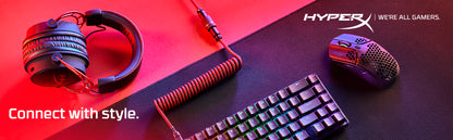 HyperX Coiled Cable Stylish Design, 5-Pin Aviator Connector Red Black/Blue White/Green White