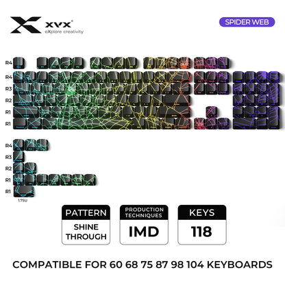 PREMIUM SPIDER WEB  Black Version Pattern OEM Profile IMD Tech Keycap Set