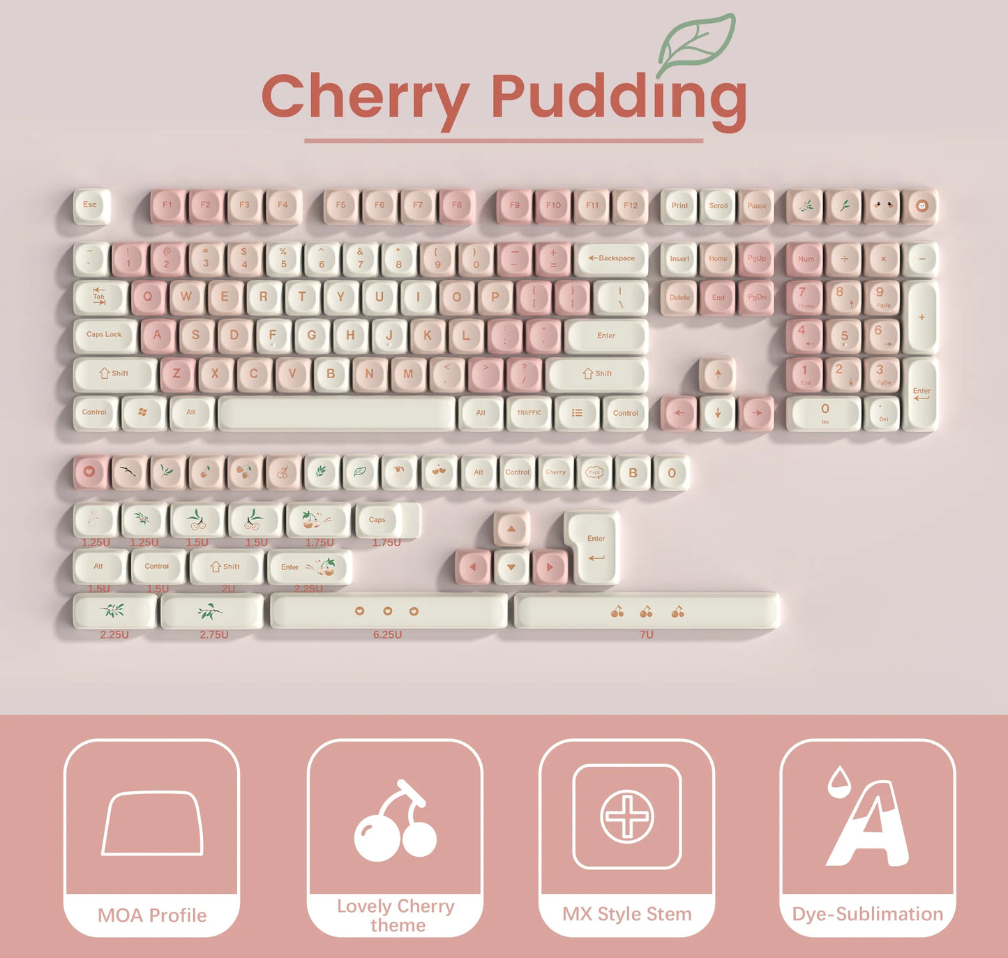 Cherry 143-Key MOA Profile Dye-Sub PBT Keycap Set