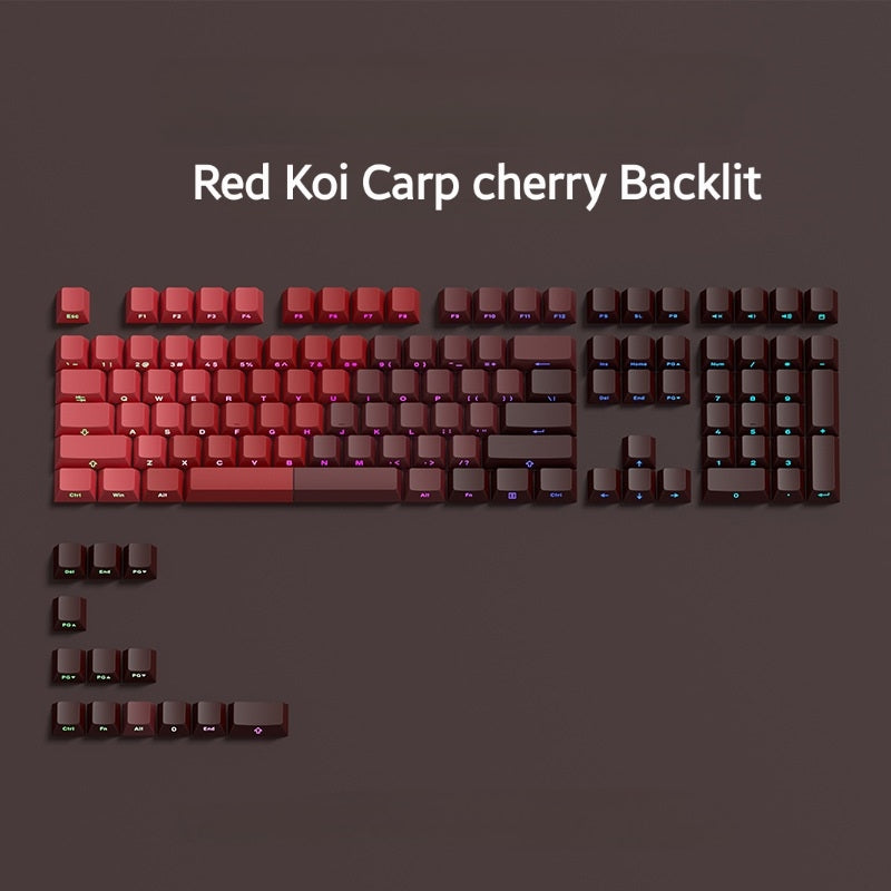 Red Koi Carp Diagonal Gradient Side Backlit Cherry Doubleshot Keycaps