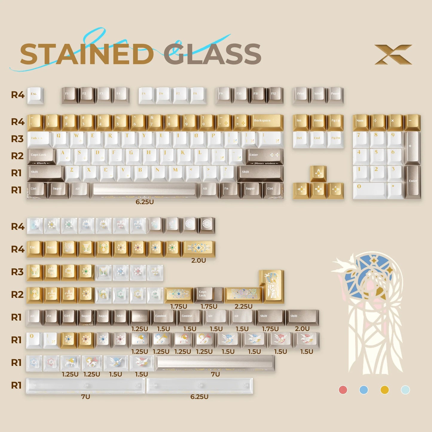XVX Stained Glass Cherry Profile PBT+PC 181-Key Keycap Set