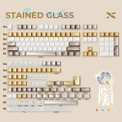 XVX Stained Glass Cherry Profile PBT+PC 181-Key Keycap Set