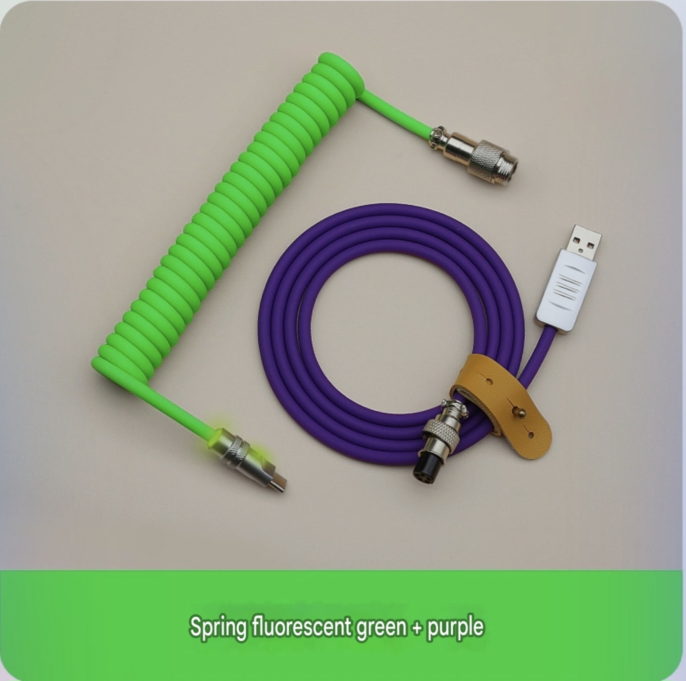 8k Custom Silicone Braided Luminous Aviator Plug Coiled Cable For Mechanical Keyboard