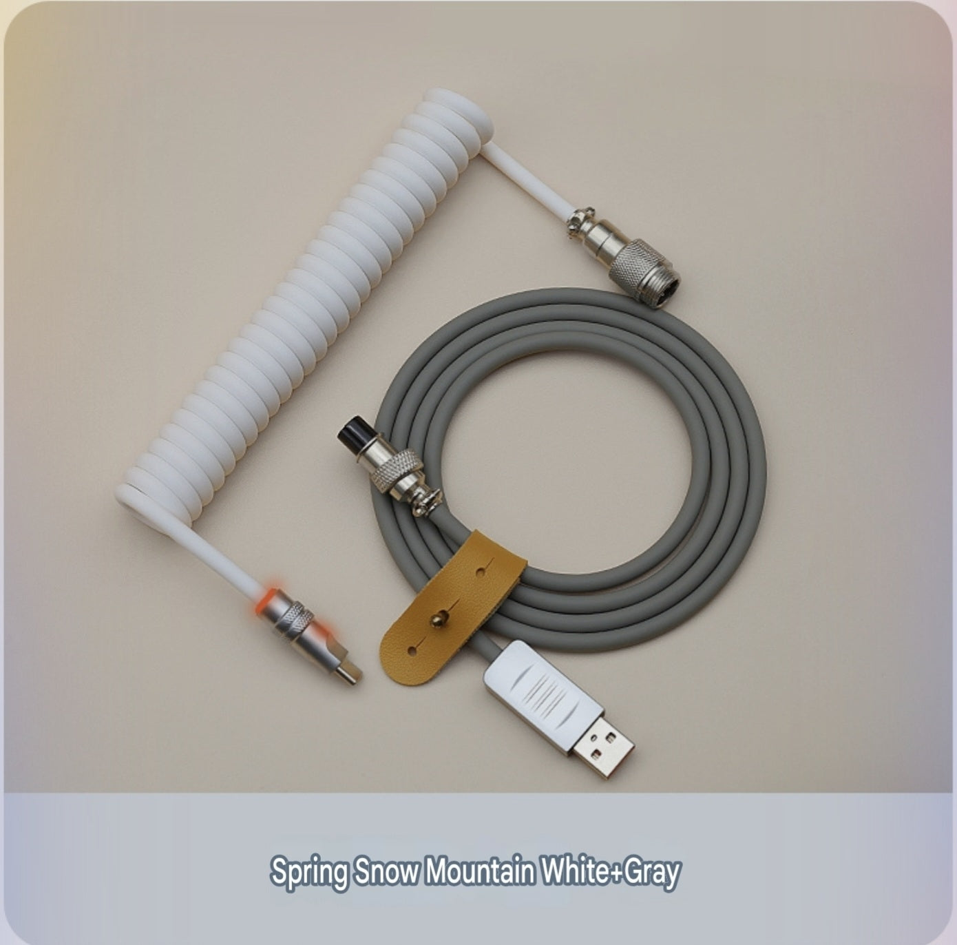 8k Custom Silicone Braided Luminous Aviator Plug Coiled Cable For Mechanical Keyboard