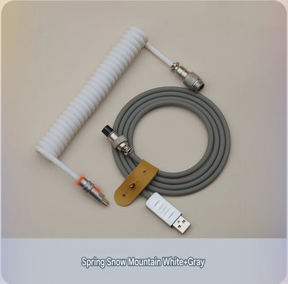8k Custom Silicone Braided Luminous Aviator Plug Coiled Cable For Mechanical Keyboard