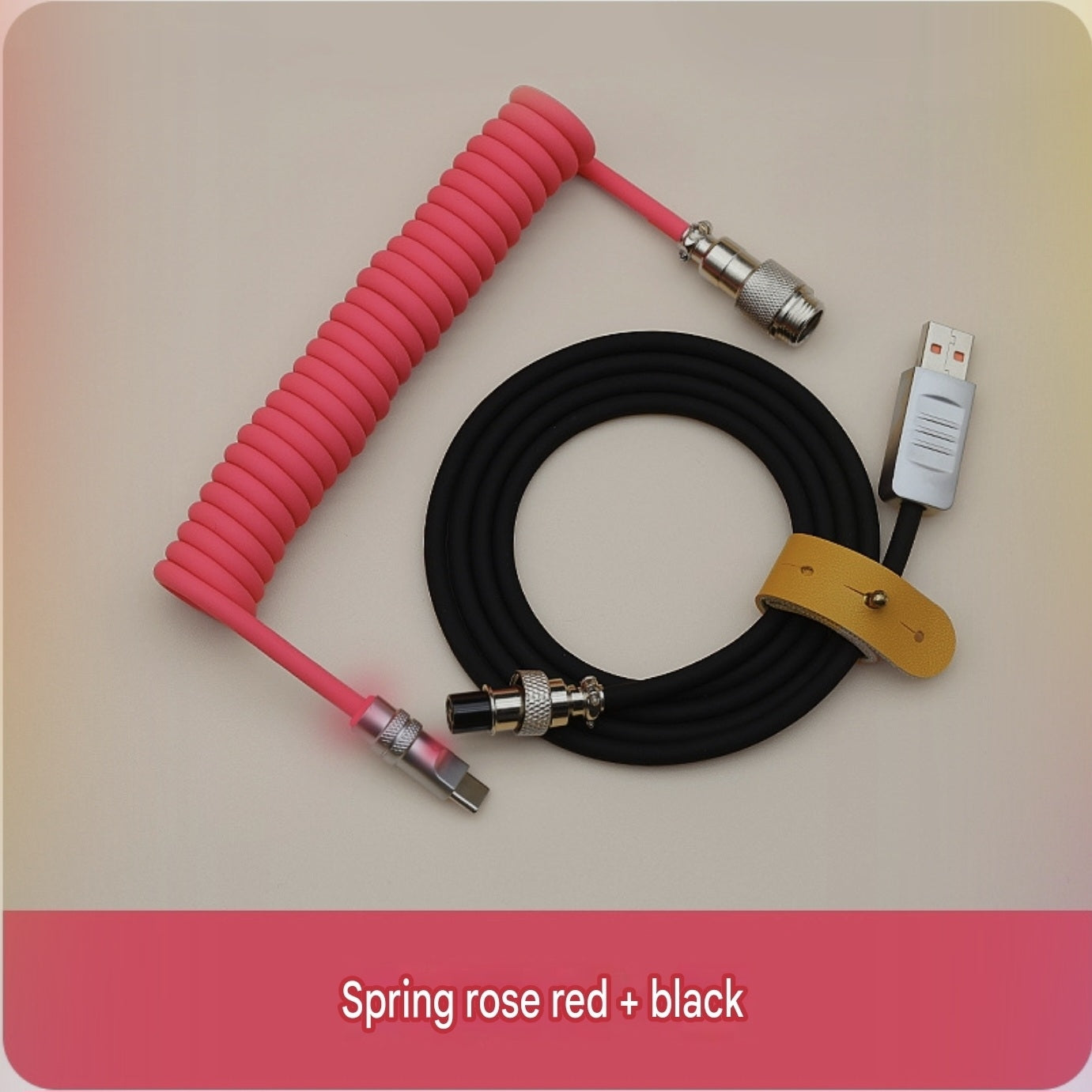 8k Custom Silicone Braided Luminous Aviator Plug Coiled Cable For Mechanical Keyboard