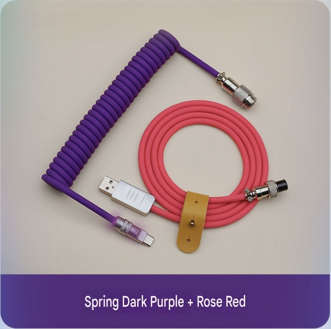 8k Custom Silicone Braided Luminous Aviator Plug Coiled Cable For Mechanical Keyboard