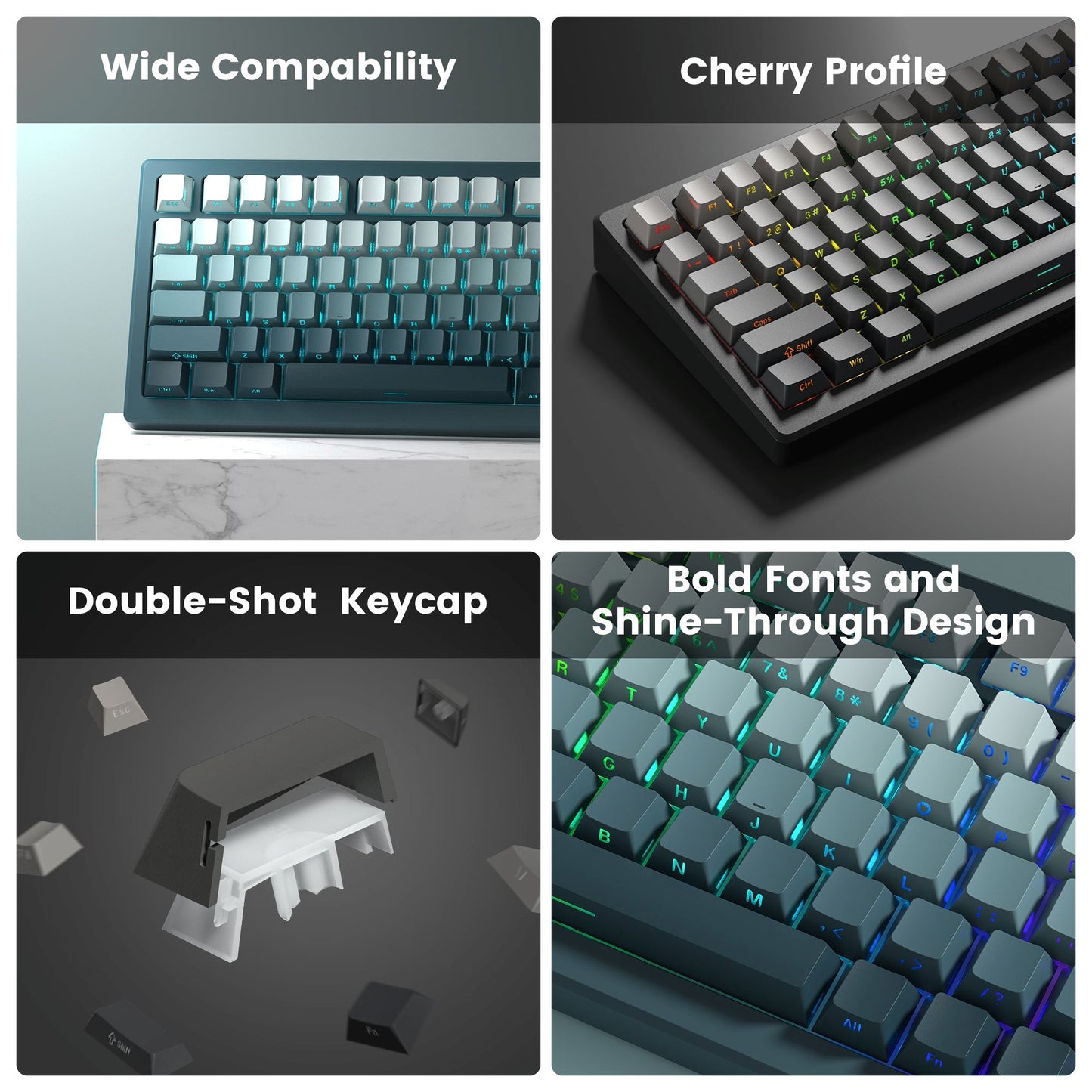 Dark Shadow Side Backlit Cherry Pbt Keycap