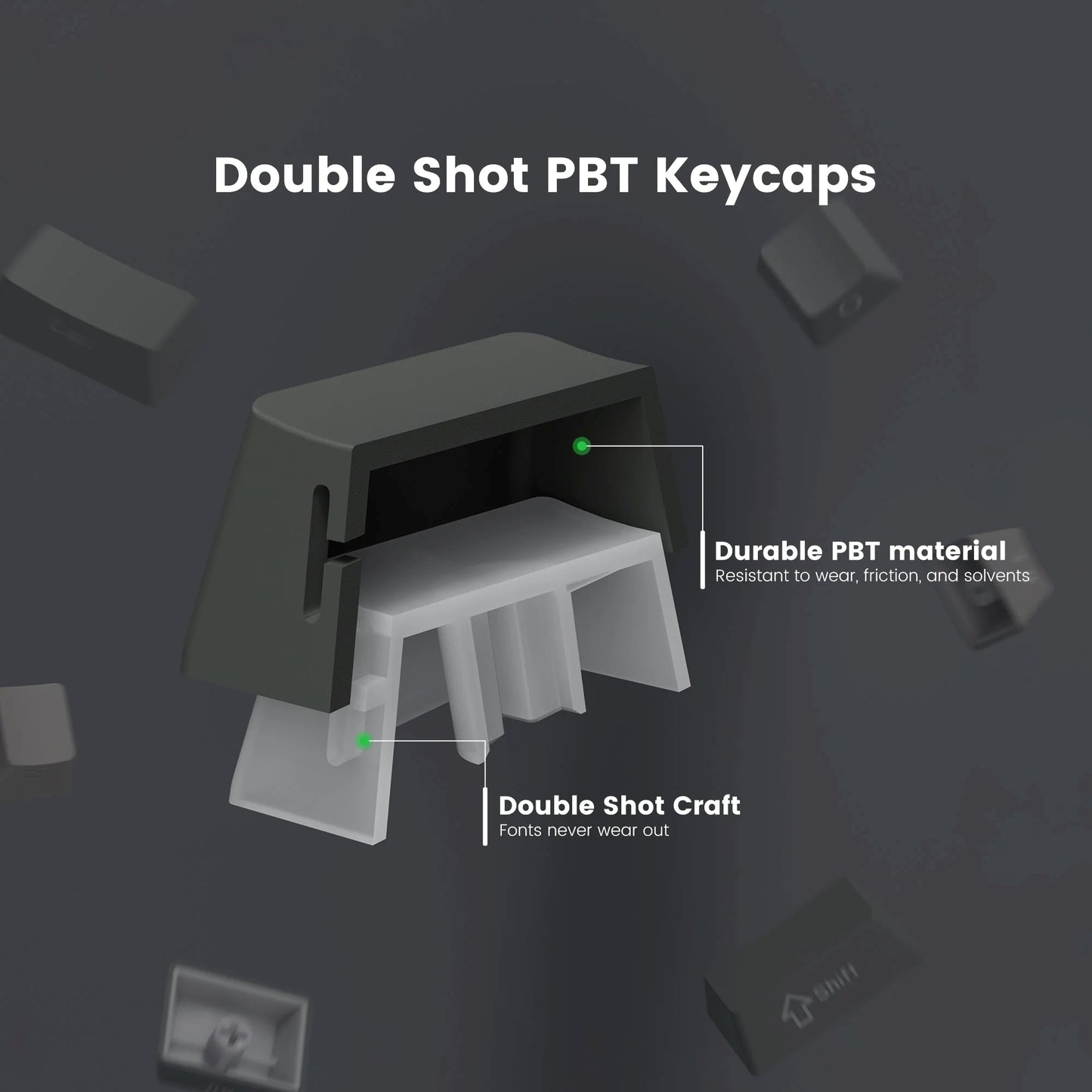 Arctic Pure White Side Backlit Doubleshot PBT Keycaps