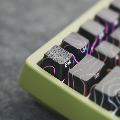 PREMIUM Black Topographic Pattern IMD-Tech Shinethrough Keycap